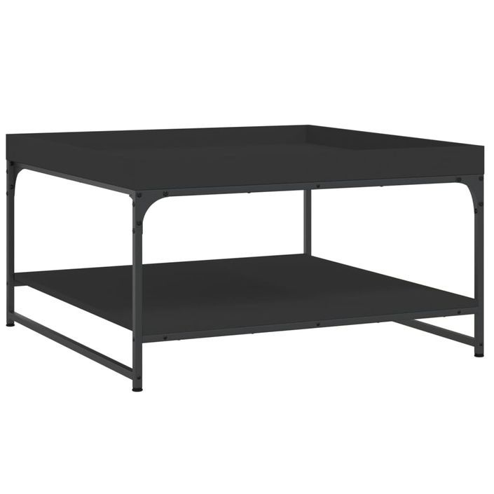 Table basse noir 80x80x45 cm bois d'ingénierie et fer - Photo n°2