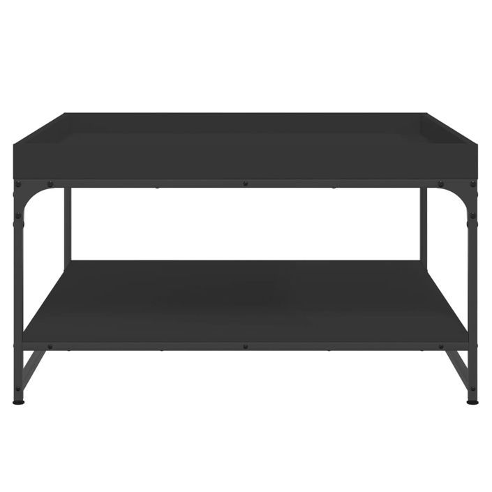 Table basse noir 80x80x45 cm bois d'ingénierie et fer - Photo n°4
