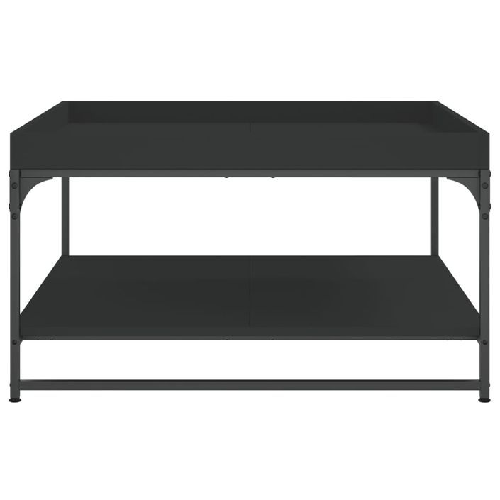 Table basse noir 80x80x45 cm bois d'ingénierie et fer - Photo n°5