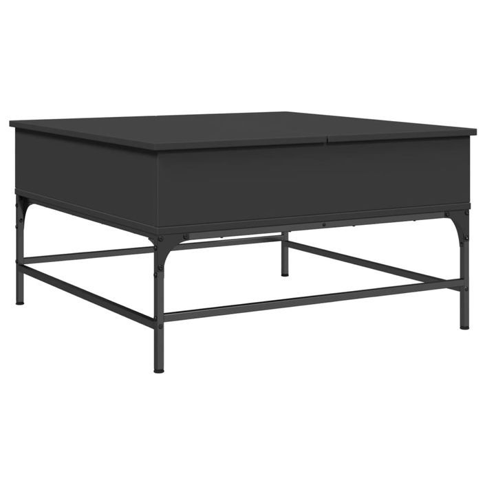 Table basse noir 80x80x45 cm bois d'ingénierie et métal - Photo n°1