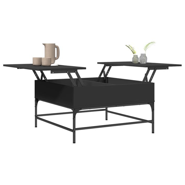 Table basse noir 80x80x45 cm bois d'ingénierie et métal - Photo n°4