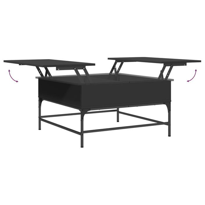 Table basse noir 80x80x45 cm bois d'ingénierie et métal - Photo n°8