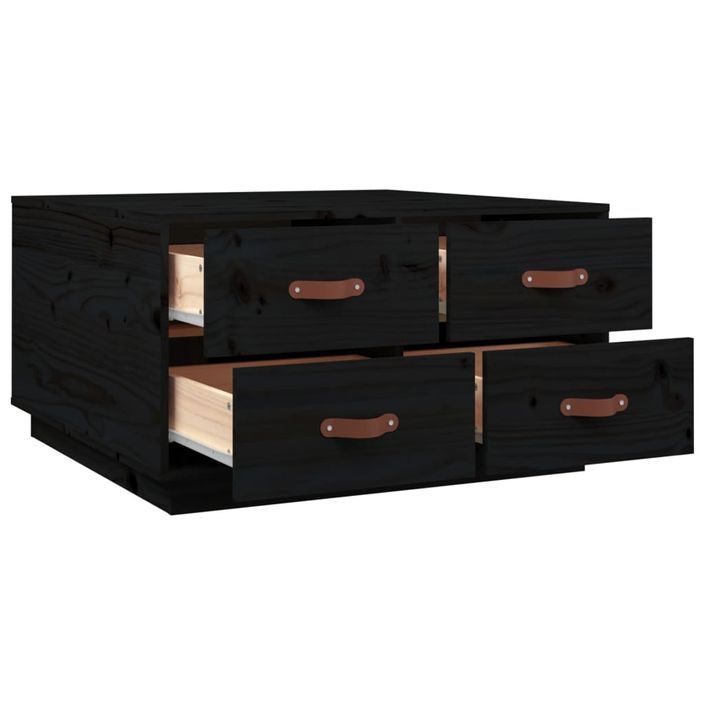 Table basse Noir 80x80x45 cm Bois massif de pin - Photo n°7