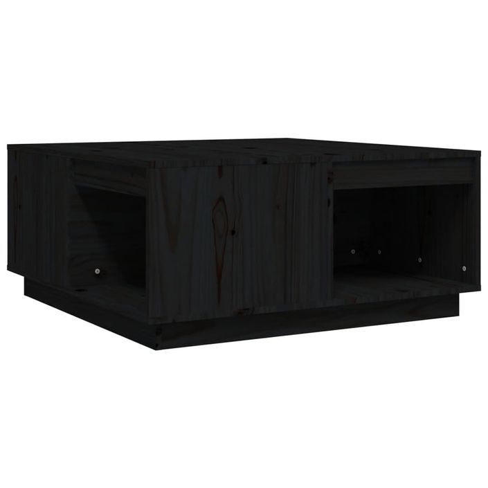 Table basse Noir 80x81x36,5 cm Bois massif de pin - Photo n°1