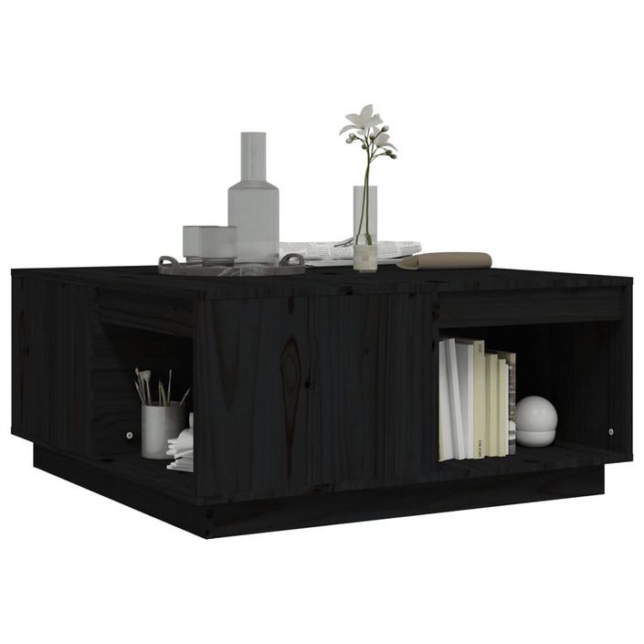 Table basse Noir 80x81x36,5 cm Bois massif de pin - Photo n°4