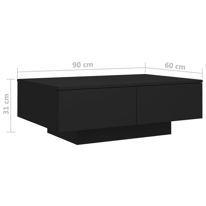 Table basse Noir 90x60x31 cm - Photo n°7