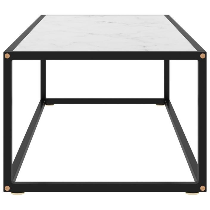 Table basse Noir avec verre marbre blanc 100x50x35 cm - Photo n°3
