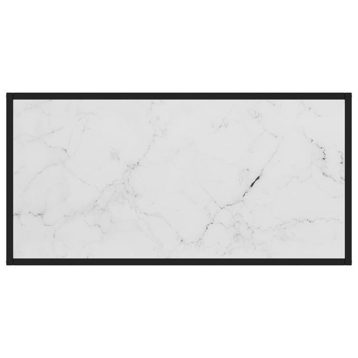 Table basse Noir avec verre marbre blanc 100x50x35 cm - Photo n°4