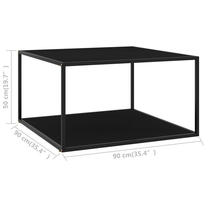 Table basse Noir avec verre noir 90x90x50 cm - Photo n°5