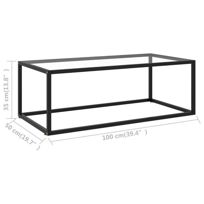 Table basse Noir avec verre trempé 100x50x35 cm - Photo n°6