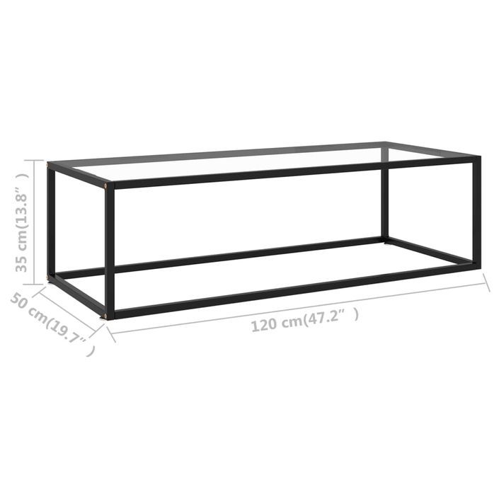 Table basse Noir avec verre trempé 120x50x35 cm - Photo n°6