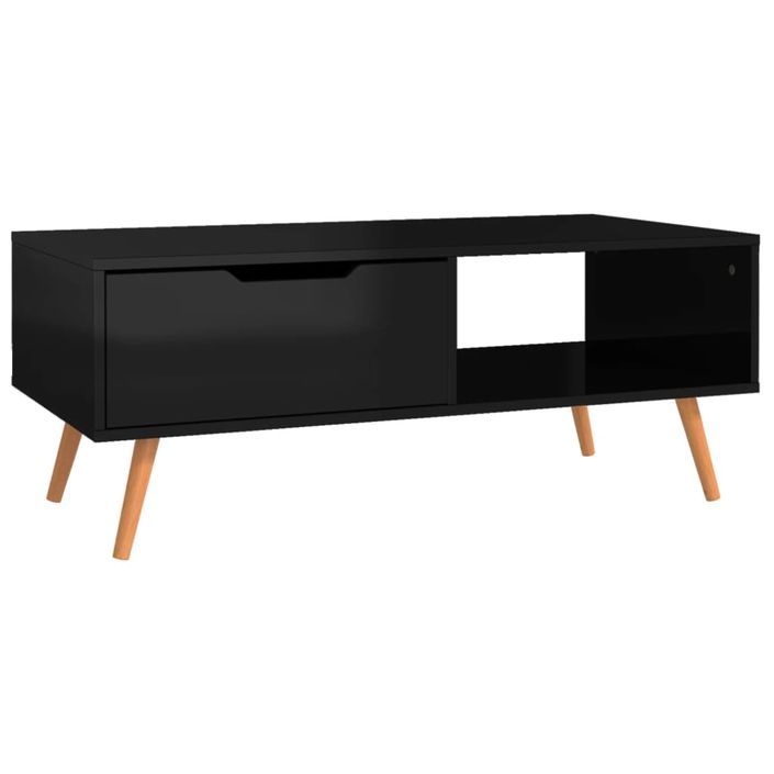 Table basse Noir brillant 100x49,5x43 cm Bois d'ingénierie - Photo n°4