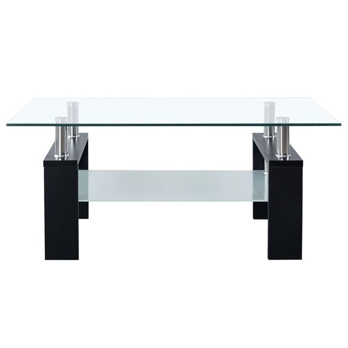 Table basse Noir et transparent 95x55x40 cm Verre trempé - Photo n°2