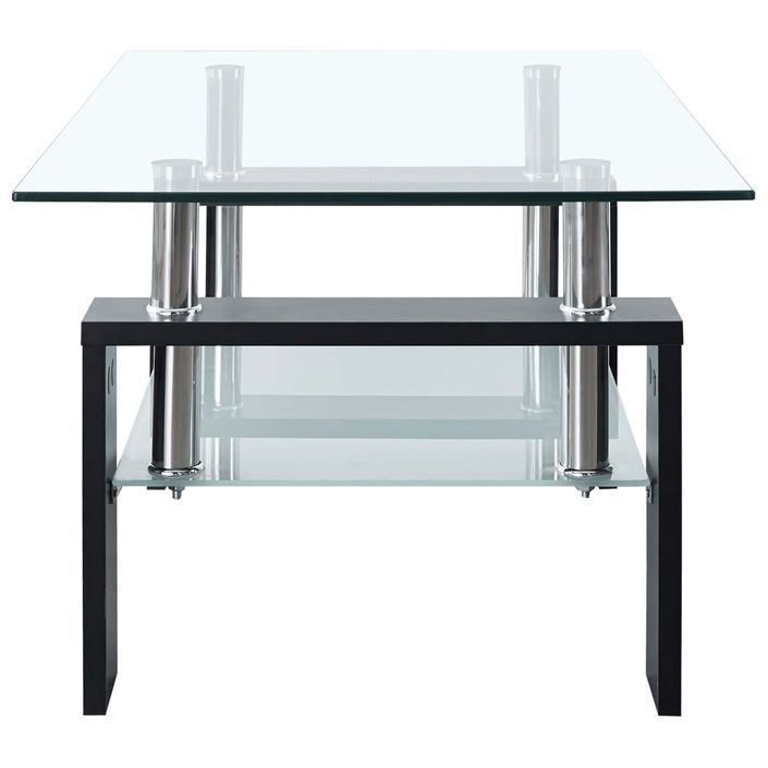 Table basse Noir et transparent 95x55x40 cm Verre trempé - Photo n°3