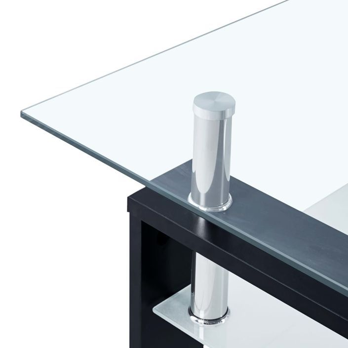 Table basse Noir et transparent 95x55x40 cm Verre trempé - Photo n°4