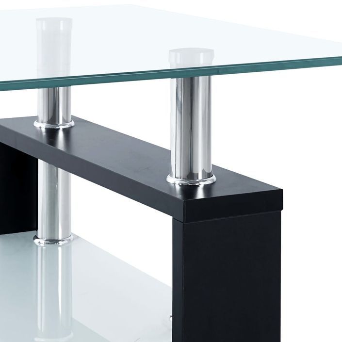 Table basse Noir et transparent 95x55x40 cm Verre trempé - Photo n°5