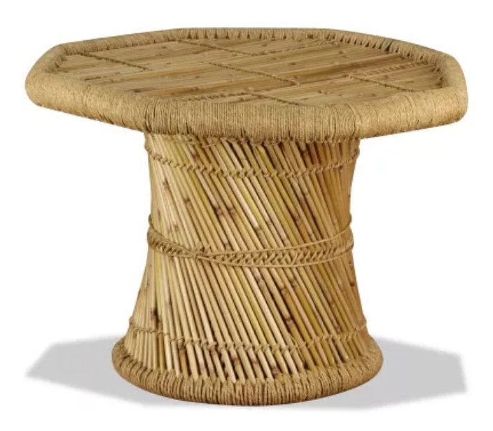 Table basse octogonale bambou et jute clair Kaidi - Photo n°3