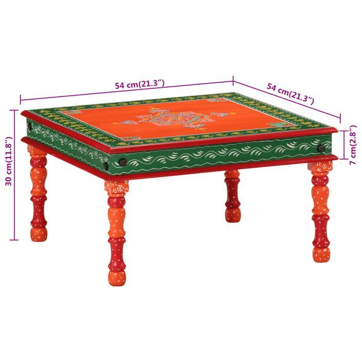 Table basse orange bois de manguier massif peint à la main - Photo n°7