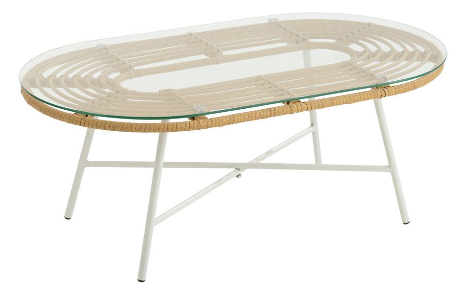 Table basse ovale de jardin métal blanc Olivia L 90 cm - Photo n°1