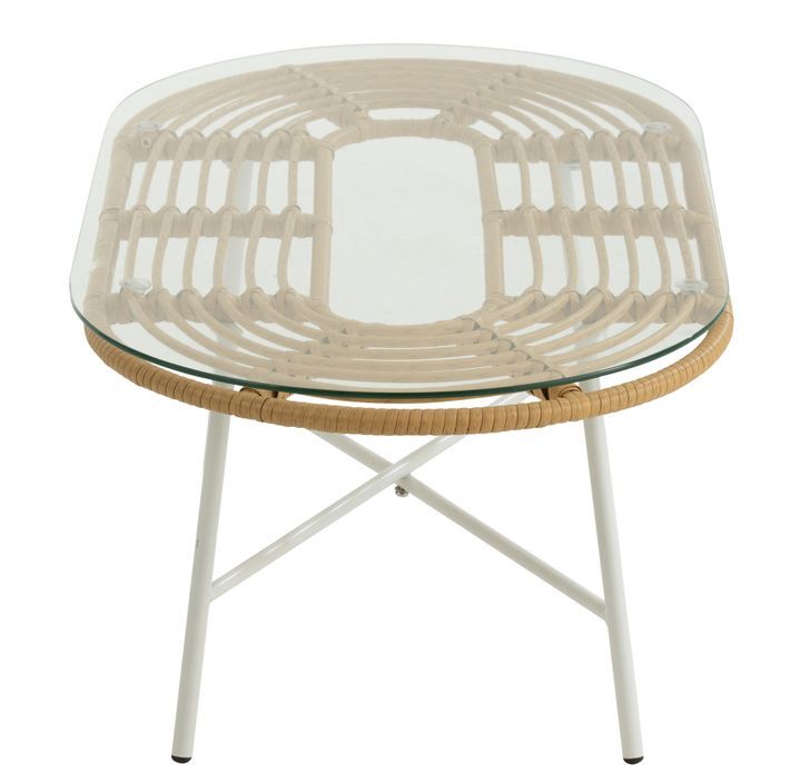 Table basse ovale de jardin métal blanc Olivia L 90 cm - Photo n°3