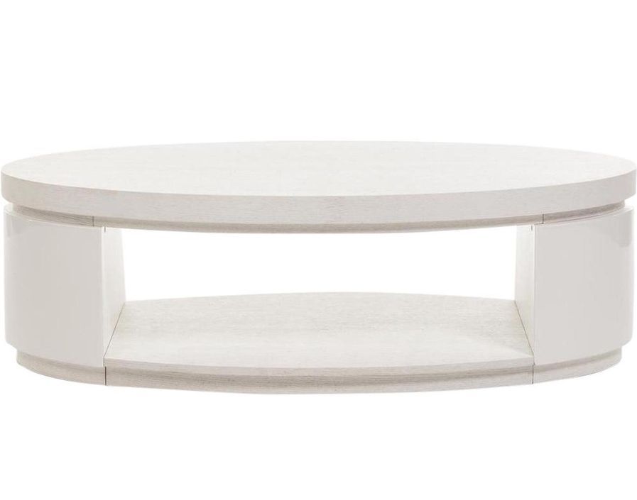 Table basse ovale design blanc laqué Eklips 115 cm - Photo n°2