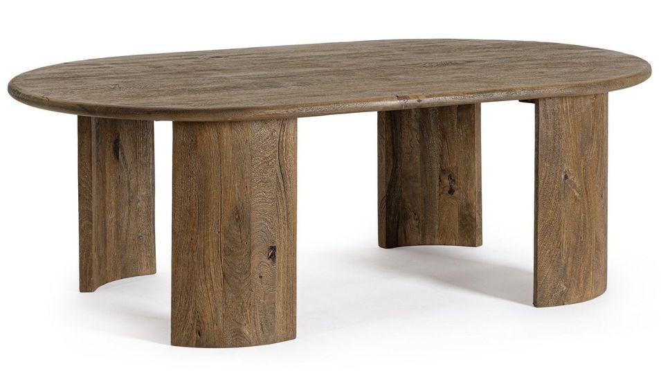 Table basse ovale en bois massif Orinda 130 cm - Photo n°1
