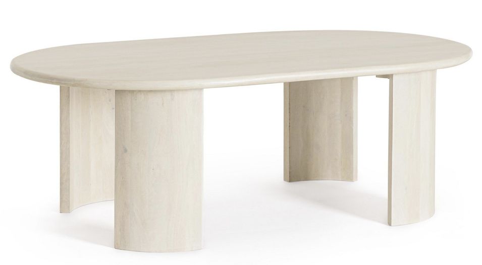 Table basse ovale en bois massif Orinda 130 cm - Photo n°1