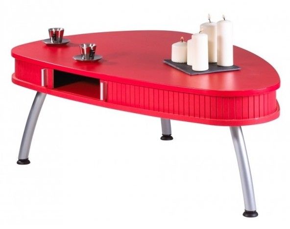 Table basse ovale rouge Scoop - Photo n°1