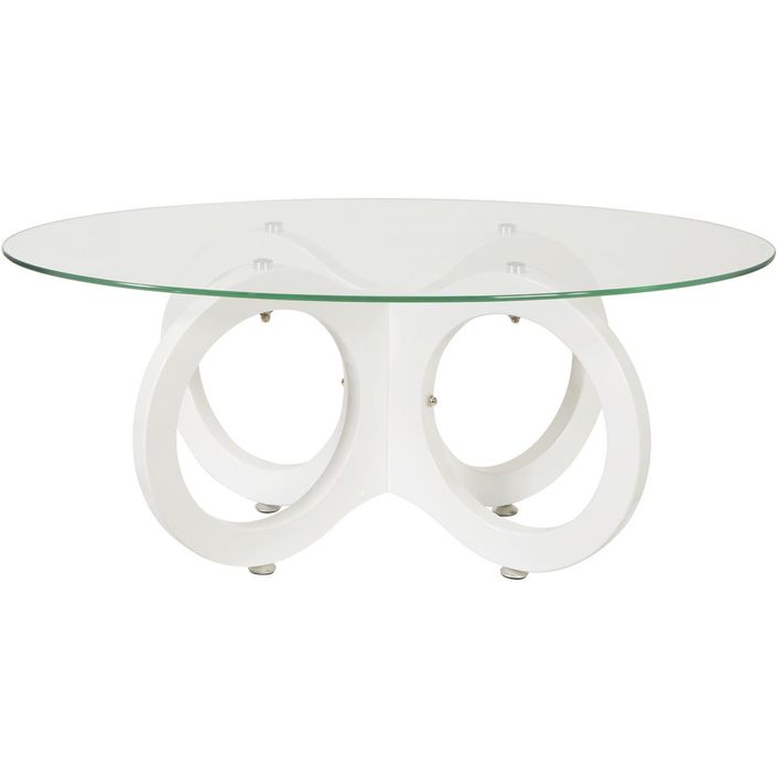Table basse ovale verre et pieds métal blanc Kaloe - Photo n°2
