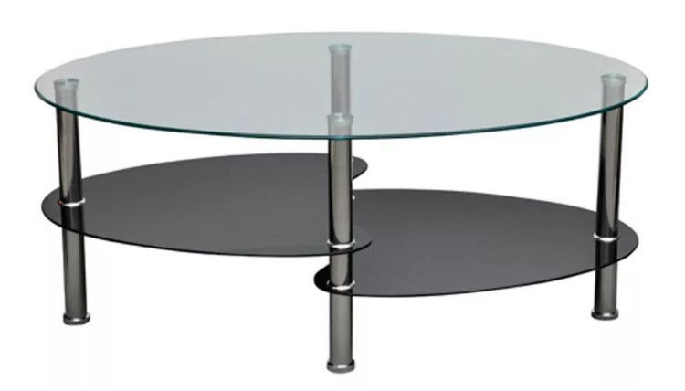 Table basse ovale verre trempé et métal chromé Kyrah - Photo n°1