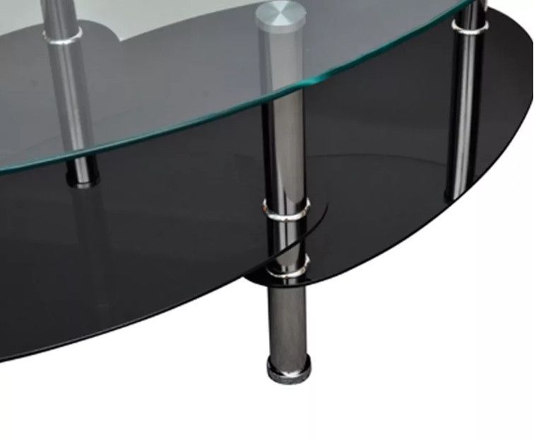 Table basse ovale verre trempé et métal chromé Kyrah - Photo n°3