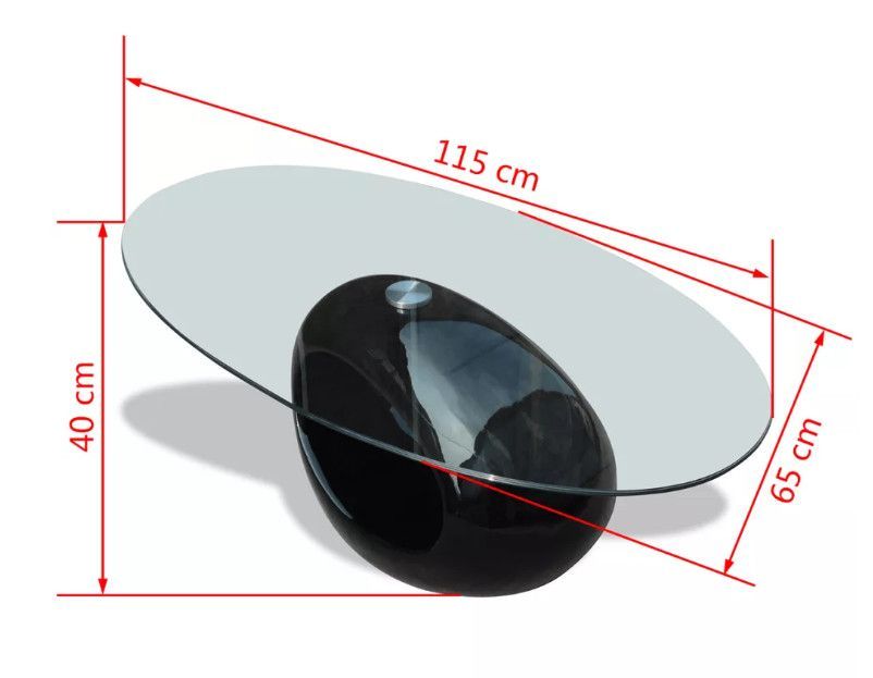 Table basse ovale verre trempé transparent et fibre de verre noir brillant Ben - Photo n°6