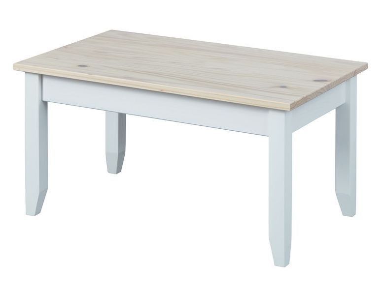 Table basse pin massif blanc et gris Caly 90 cm - Photo n°1