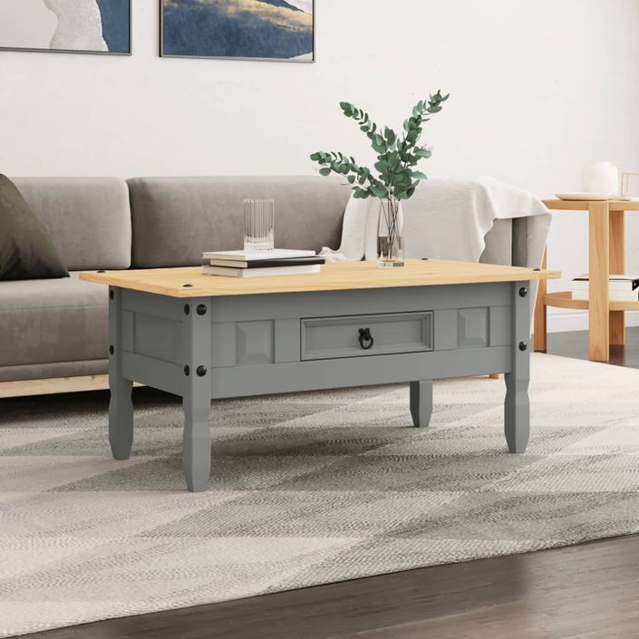 Table basse Pin mexicain Gamme Corona Gris 100x55x44 cm - Photo n°1