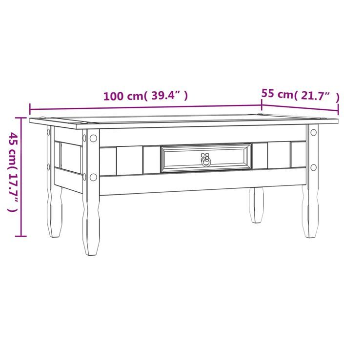 Table basse Pin mexicain Gamme Corona Gris 100x55x44 cm - Photo n°9