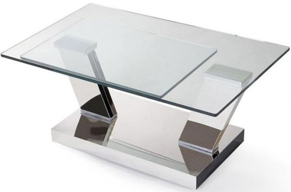Table basse pivotante verre trempé transparent et métal Ariol - Photo n°1