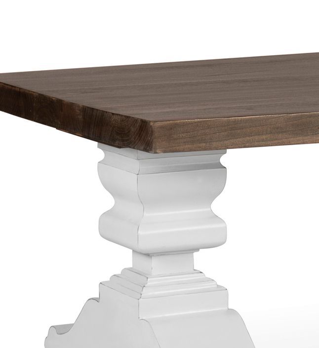 Table basse provençale bois massif de mindi blanc et marron Kirest 130 cm - Photo n°2
