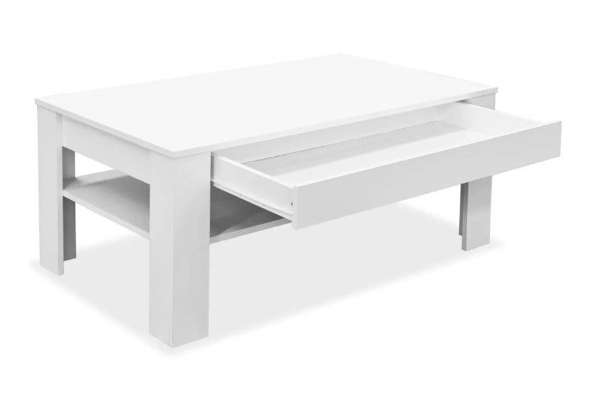 Table basse rectangulaire 1 tiroir bois blanc Chickie 110 cm - Photo n°4
