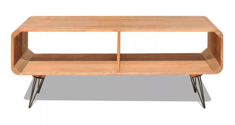 Table basse rectangulaire 2 niches bois clair et métal noir Kanoe - Photo n°5