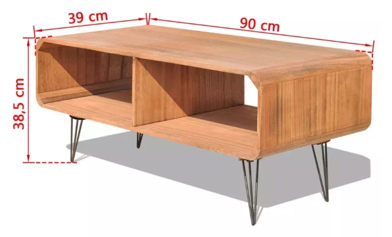 Table basse rectangulaire 2 niches bois clair et métal noir Kanoe - Photo n°8