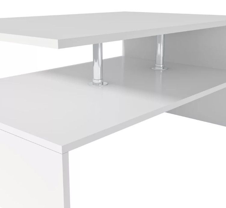 Table basse rectangulaire 2 plateaux bois blanc brillant Winter - Photo n°4