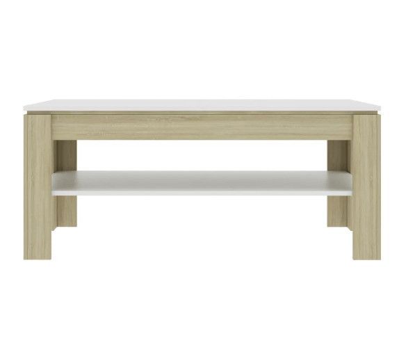 Table basse rectangulaire 2 plateaux bois blanc chêne clair Modra - Photo n°5