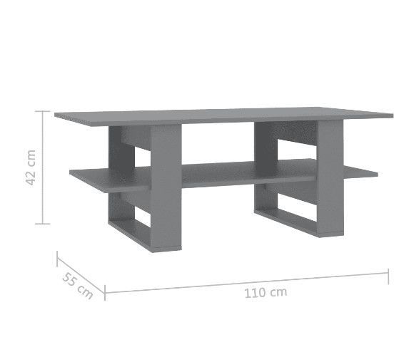 Table basse rectangulaire 2 plateaux bois gris Tchita - Photo n°4