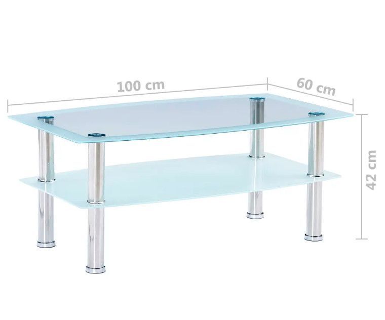 Table basse rectangulaire 2 plateaux verre trempé transparent et blanc Kyrah 2 - Photo n°5