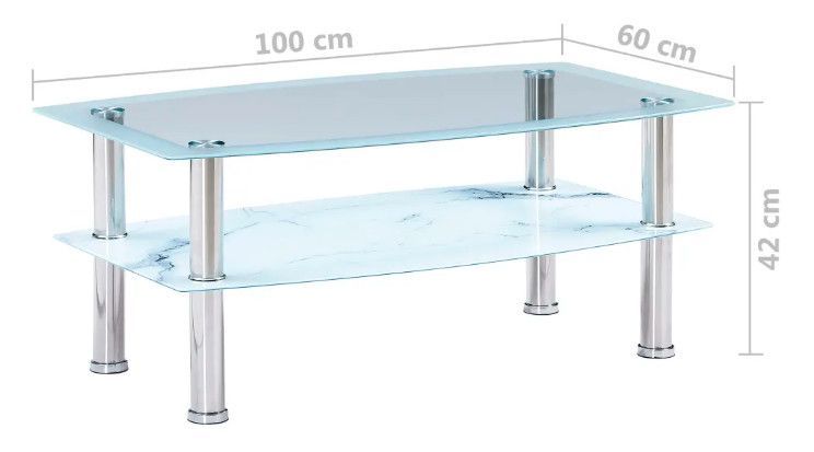 Table basse rectangulaire 2 plateaux verre trempé transparent et blanc Kyrah - Photo n°5
