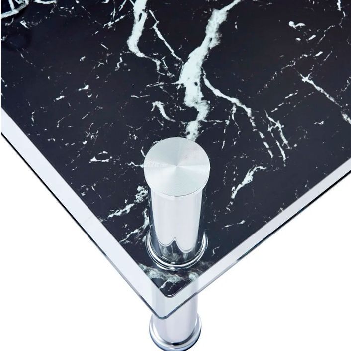 Table basse rectangulaire 2 plateaux verre trempé transparent et noir Kyrah - Photo n°4
