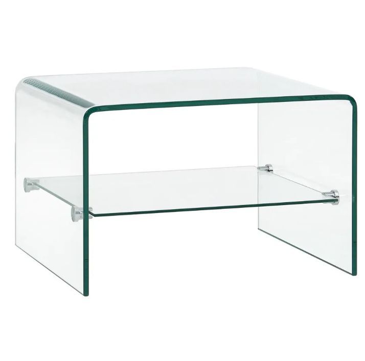 Table basse rectangulaire 2 plateaux verre trempé transparent Niu - Photo n°1