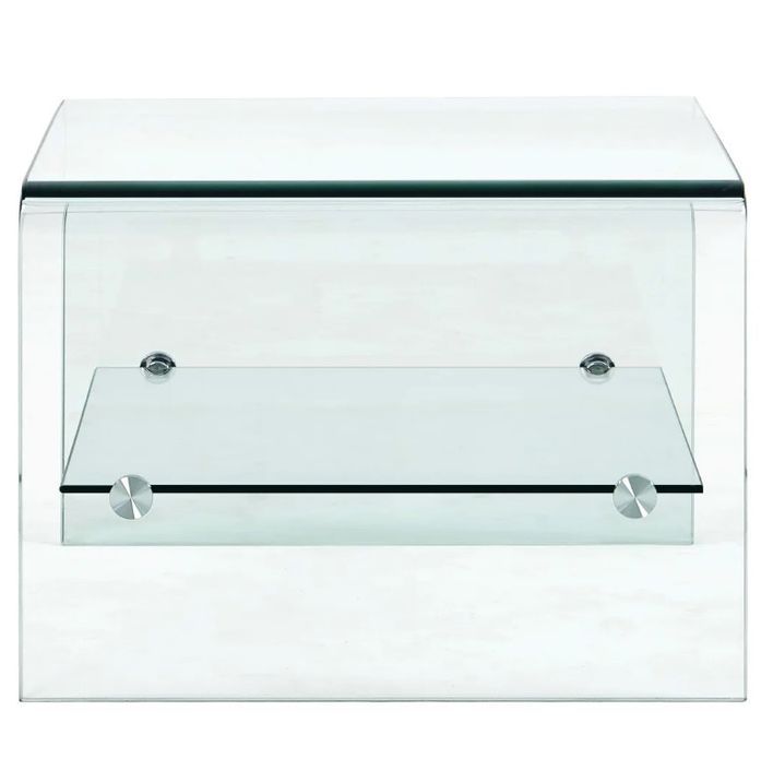 Table basse rectangulaire 2 plateaux verre trempé transparent Niu - Photo n°3