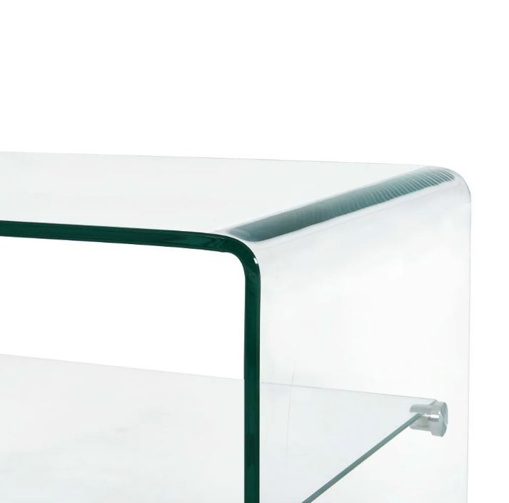 Table basse rectangulaire 2 plateaux verre trempé transparent Niu - Photo n°4