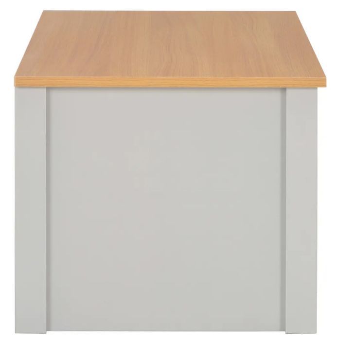 Table basse rectangulaire 2 tiroirs bois clair et gris Patt - Photo n°5